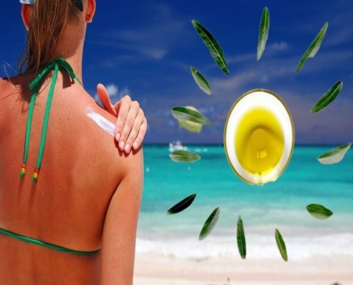 Olio di oliva. metodo naturale per un'abbronzatura perfetta